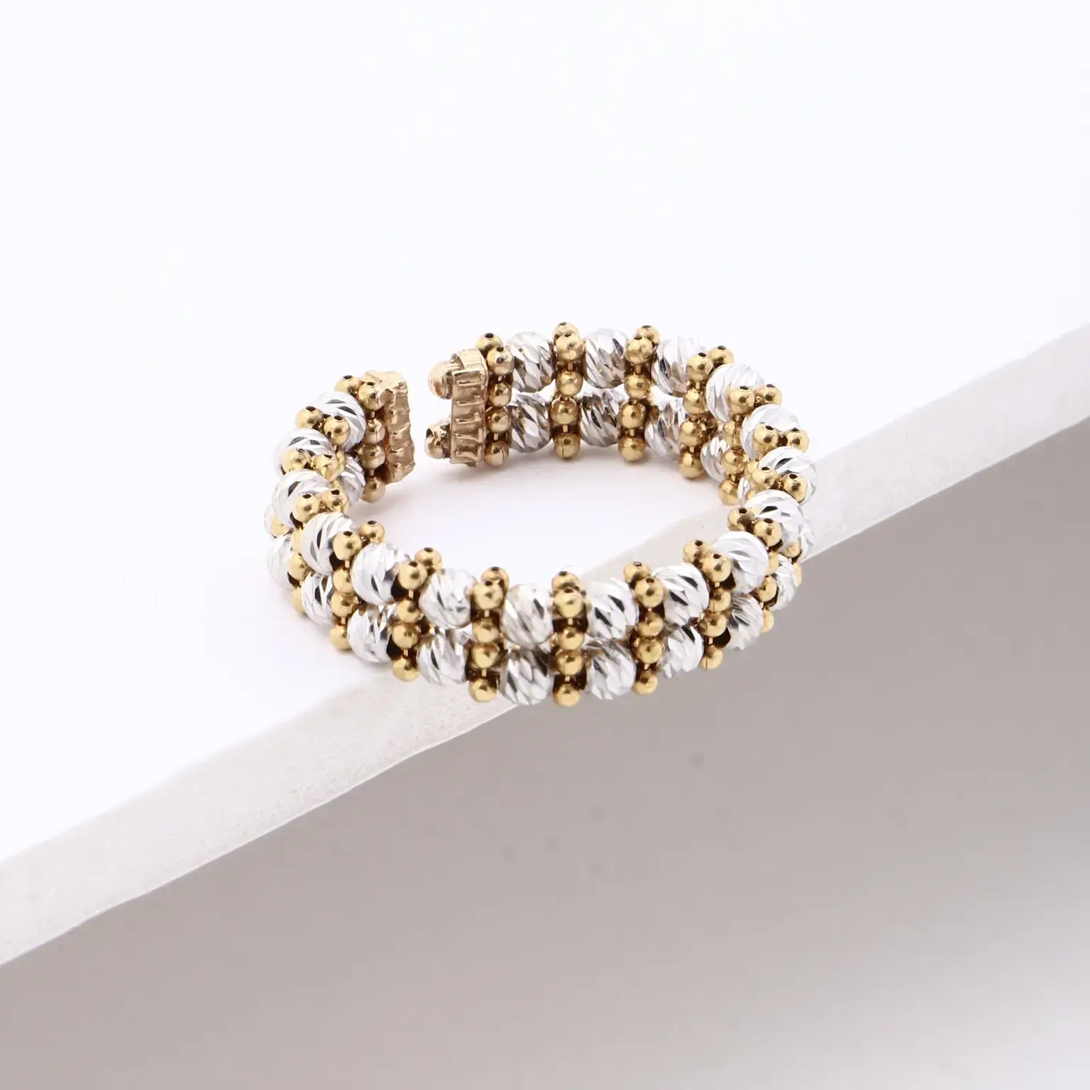 انگشتر البرنادو دو رج زرد و سفید