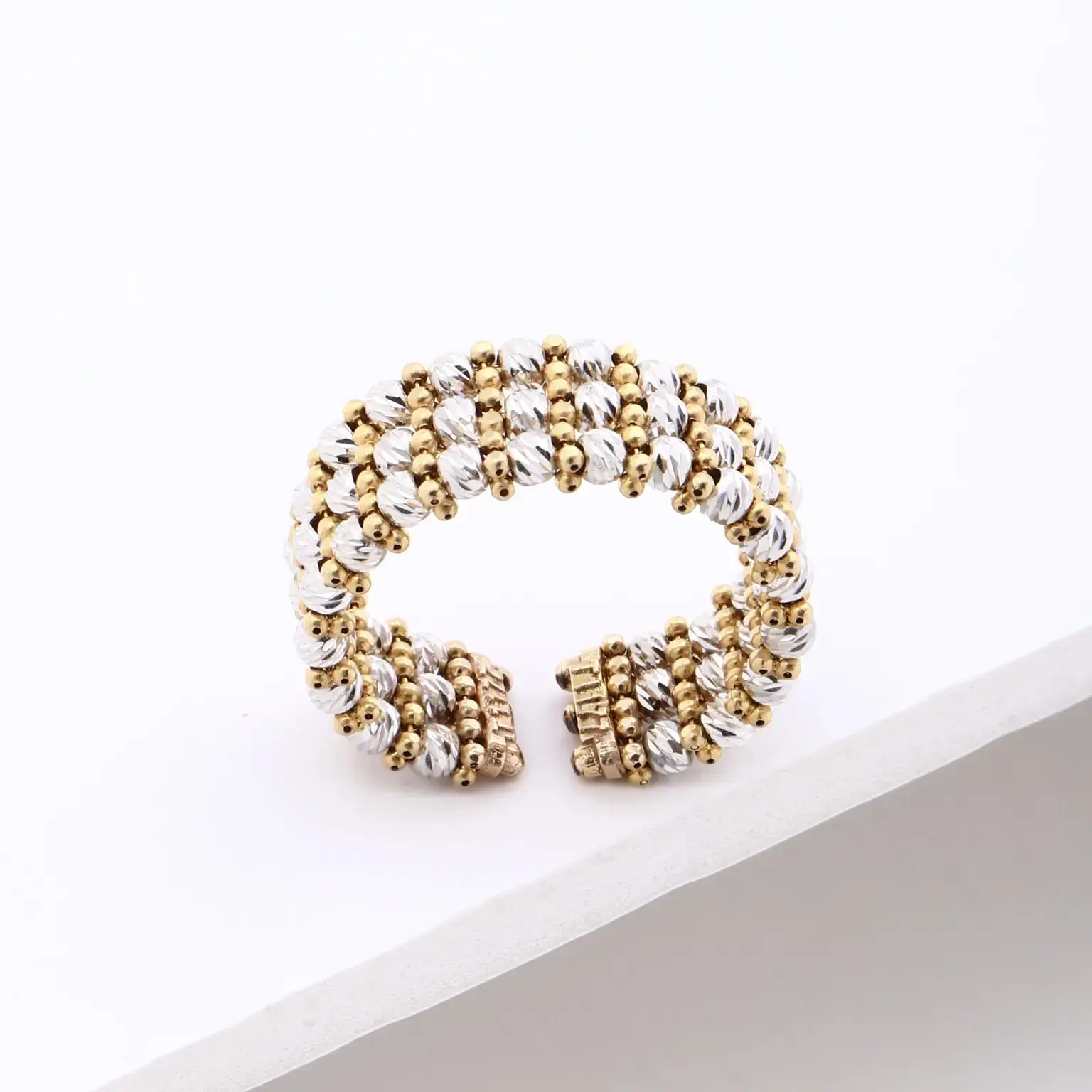 انگشتر البرنادو سه رج زرد و سفید